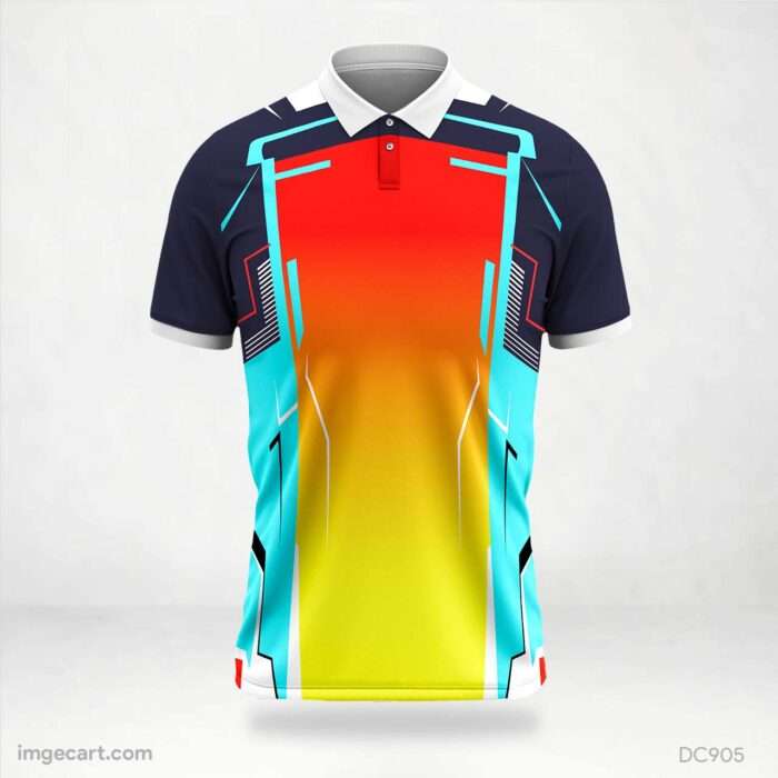 Sky-Blue and Red Yellow Jersey Design