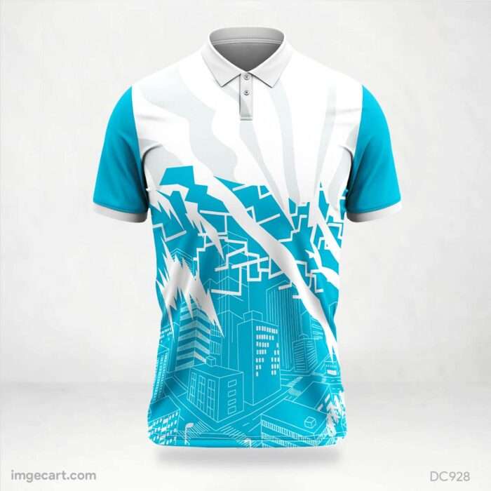 Sky-Blue and White Pattern Jersey Design