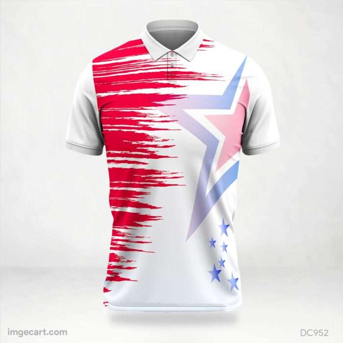 White and Red Star Jersey Design