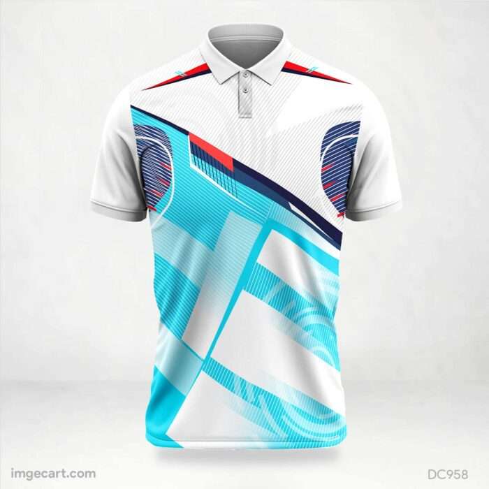 White and Sky-Blue Jersey Design