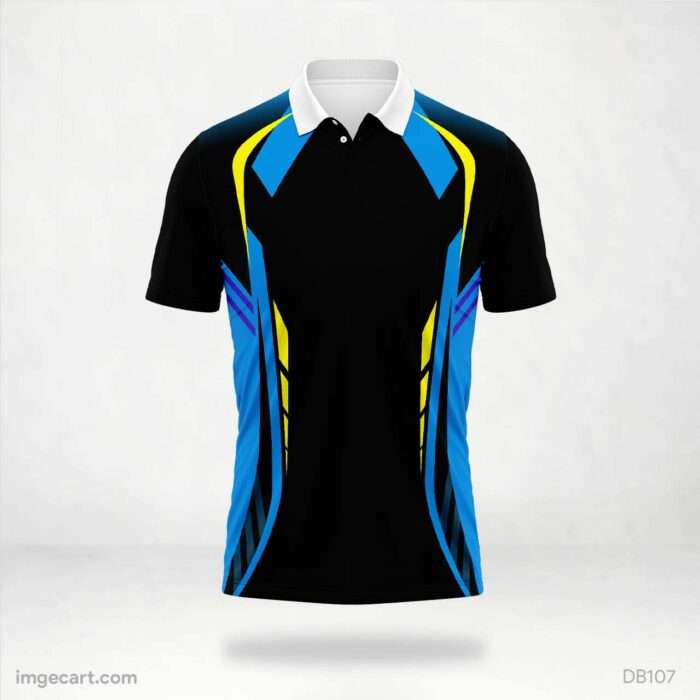 Black with Blue and Yellow Accents Jersey Design