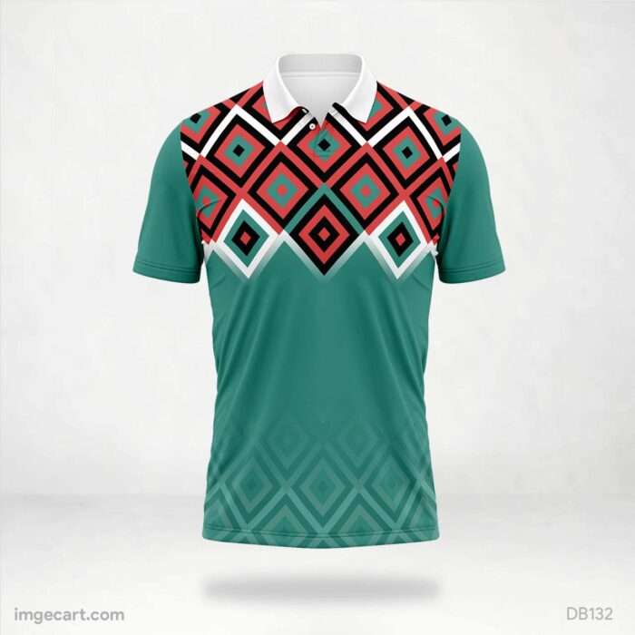 Teal and Red Diamond Jersey Design