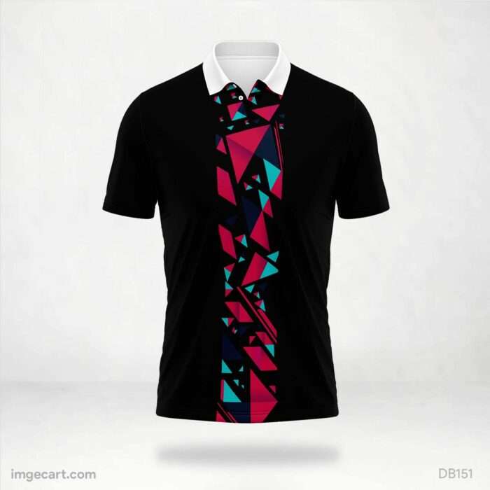 Black with Red and Teal Fragment Jersey Design.