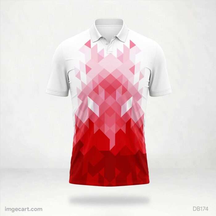 White and Red Pixelated Fade Jersey Design.