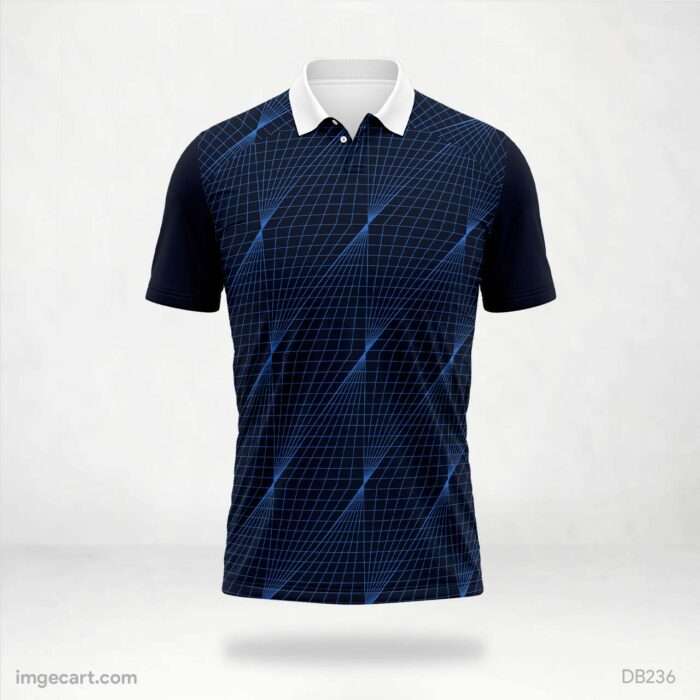 Navy Blue with Blue Grid Jersey Design