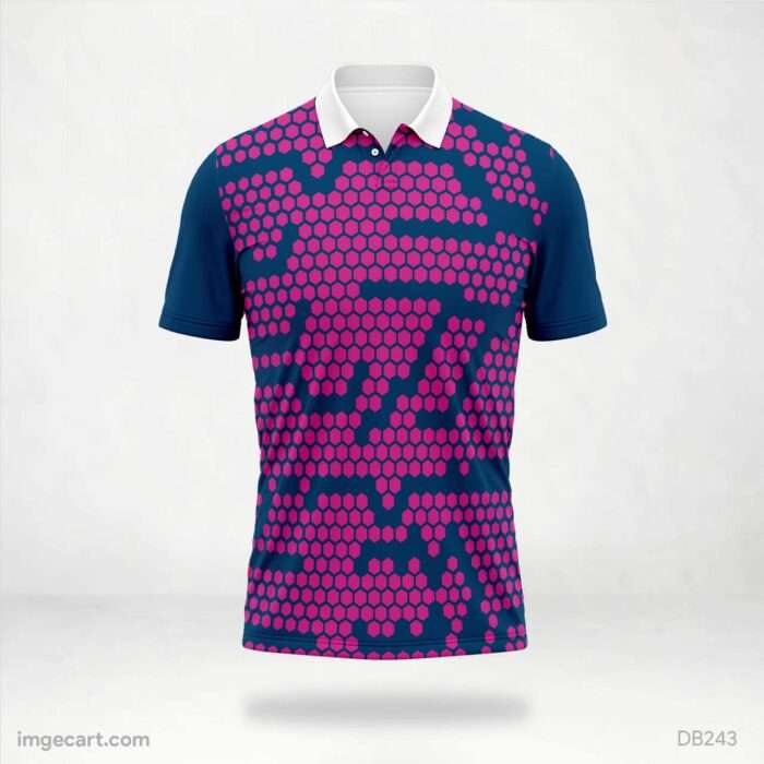 Dark Blue and Pink Honeycomb Pattern Jersey Design
