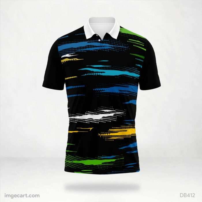 Black and Multicolor Abstract Lines Jersey design