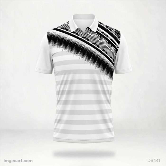 White and Black Textured Stripes Jersey design