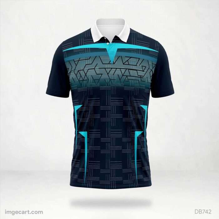 Navy and Teal Abstract Line Jersey Design