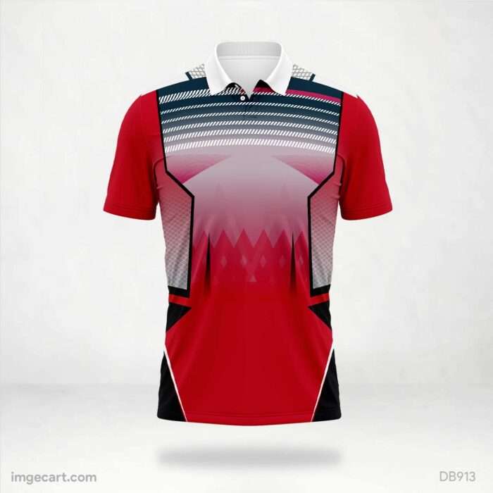 Red and White Geometric Jersey design