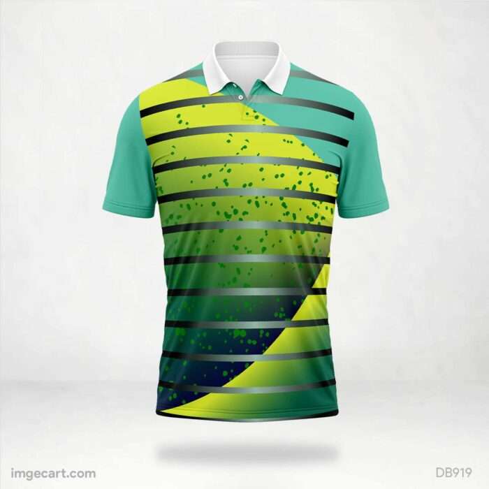Green and Yellow Abstract Stripe Jersey design