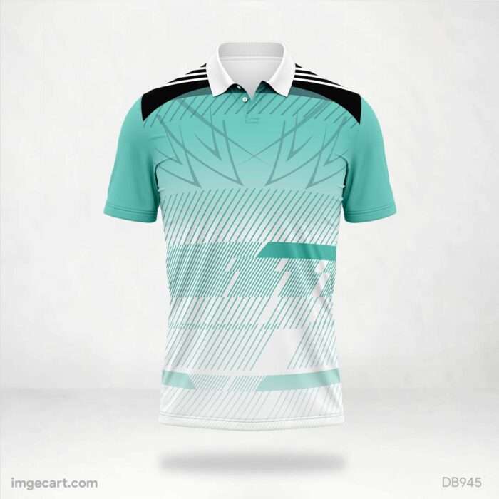 Teal and White Linear Pattern Jersey design