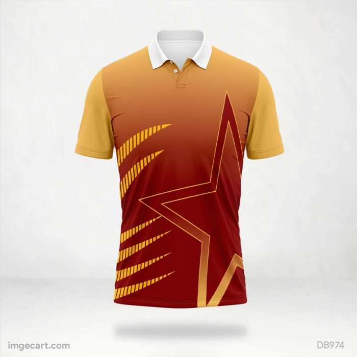 Red and Gold Star Jersey Design