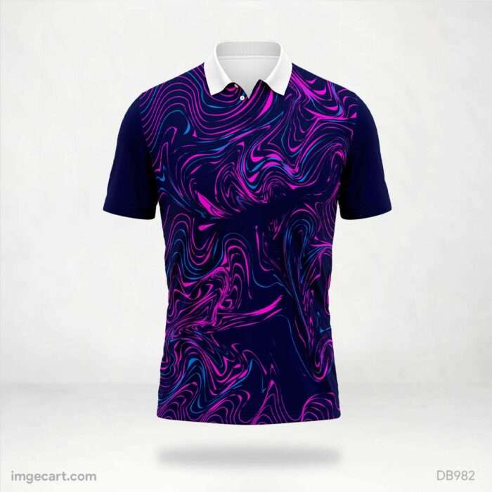 Navy Blue and Pink Swirl Jersey Design