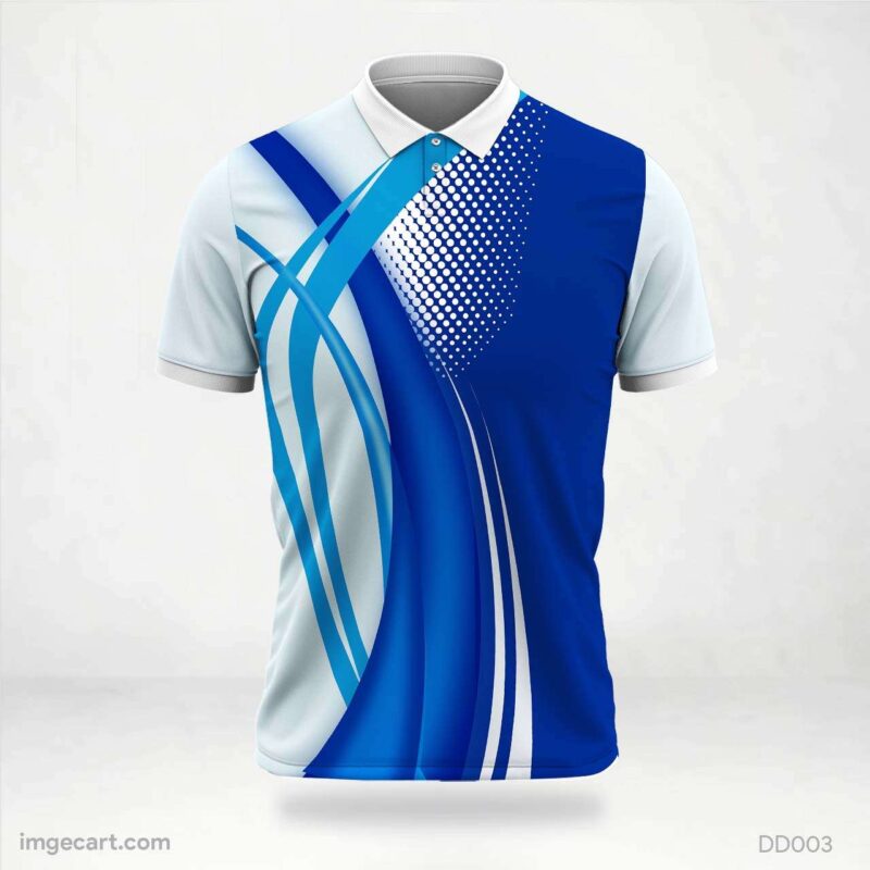 Polo Neck Printed Jersey Sky Blue Design