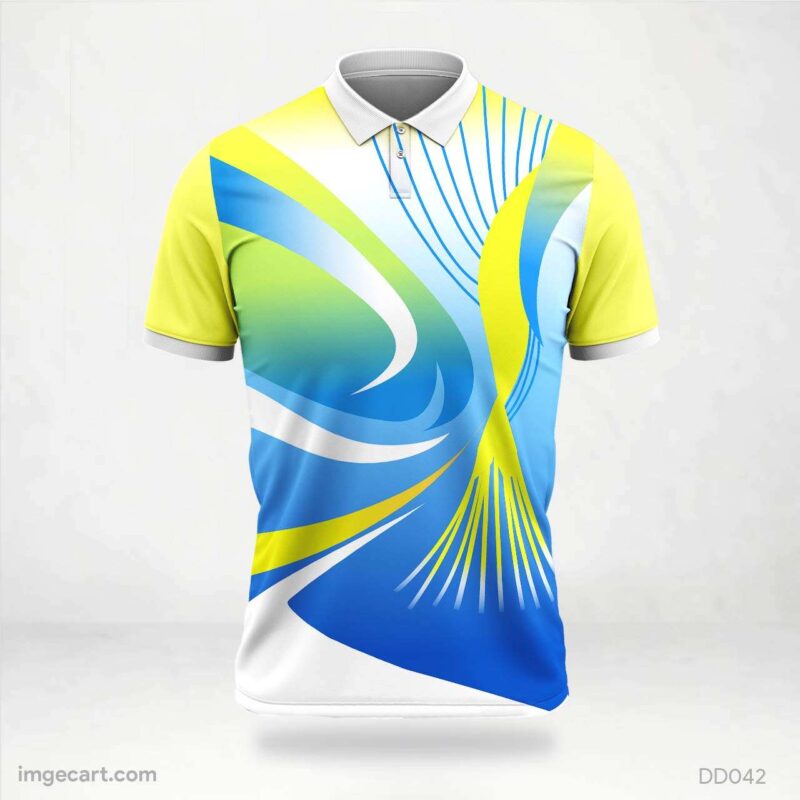 Yellow, Blue, and White Abstract Jersey Design