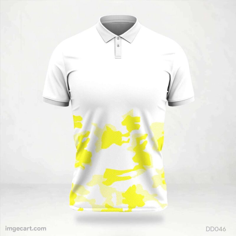 White and Yellow Camo Polo Jersey Design