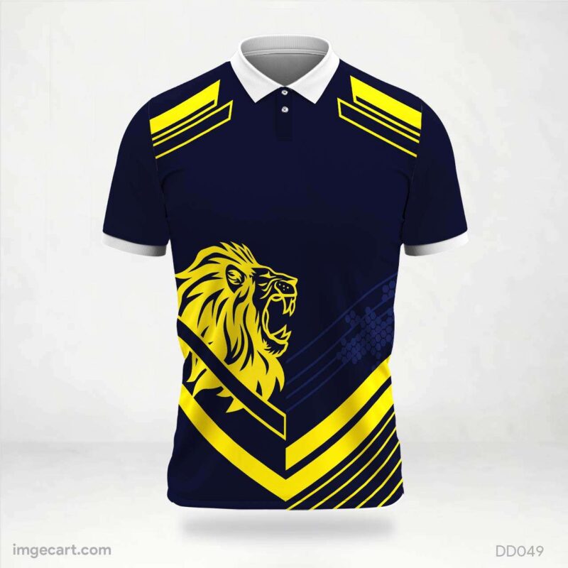 Navy Blue and Yellow Lion Jersey Design