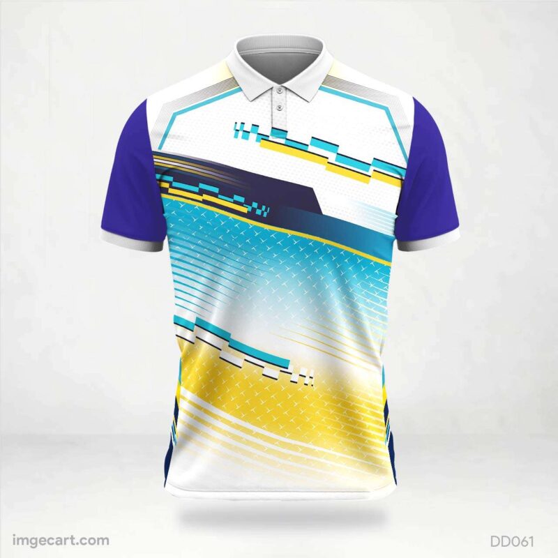 Blue, Yellow, and White Abstract Jersey Design