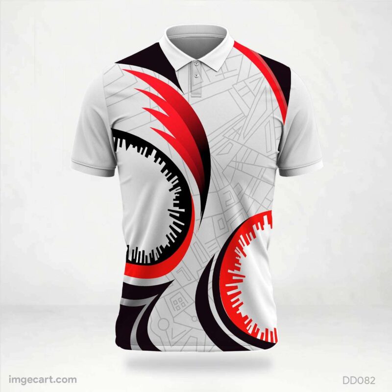 White Red and Black Abstract Jersey Design