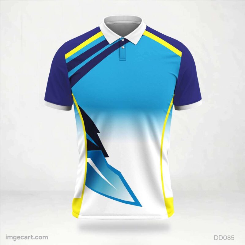 Blue Yellow and White Abstract Jersey Design