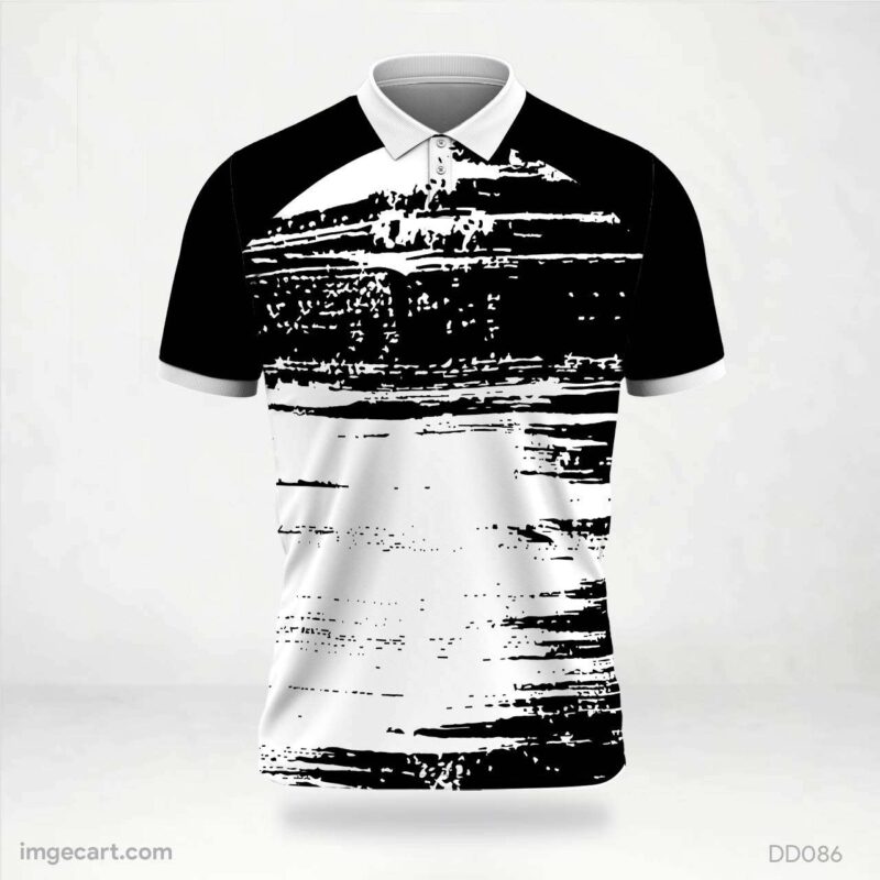 Black and White Brush Stroke Jersey Design