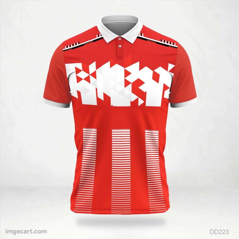 Red Geometric Fragment Jersey Design