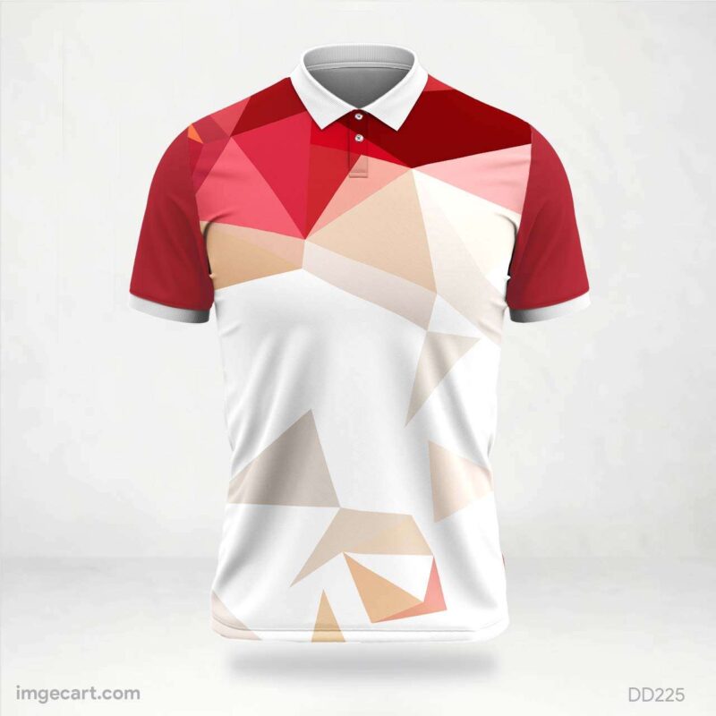 Red and White Geometric Jersey Design