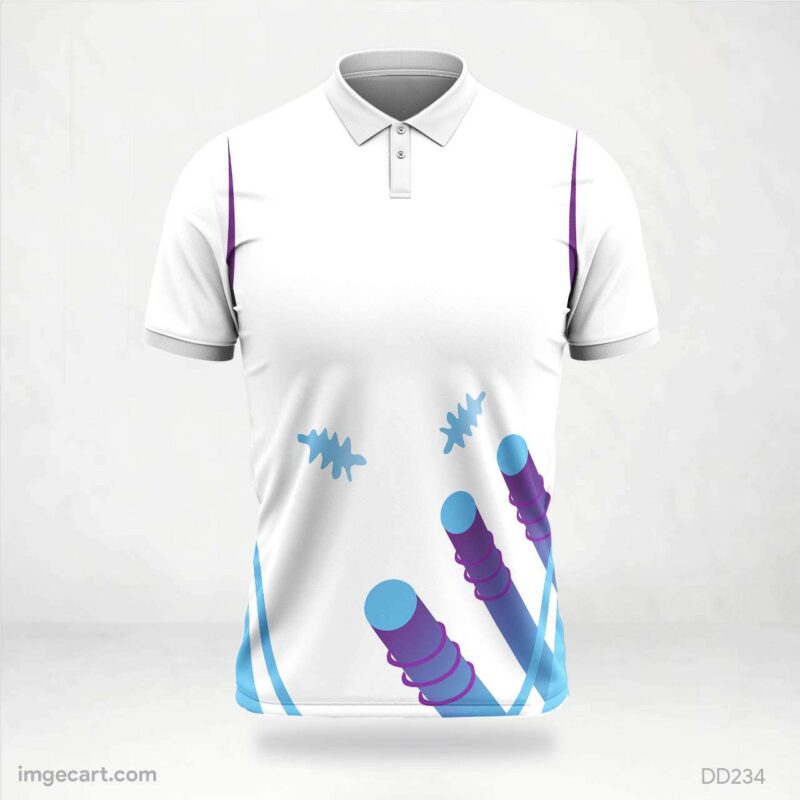 White Cricket Wicket Jersey Design