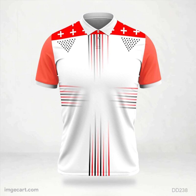 Red and White Plus Jersey Design