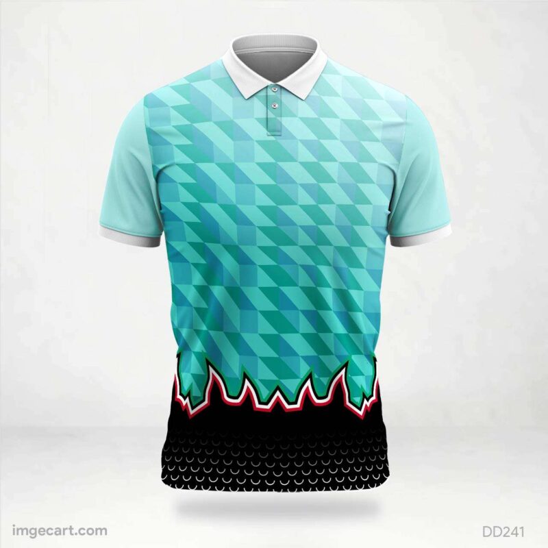 Teal Geometric Flame Jersey Design