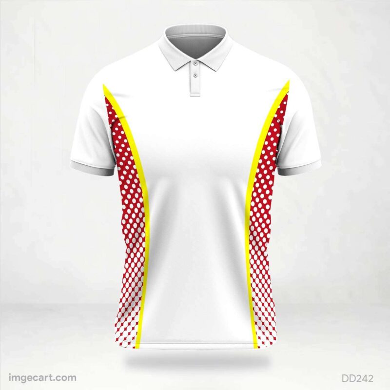 White and Red Polka Dot Jersey Design