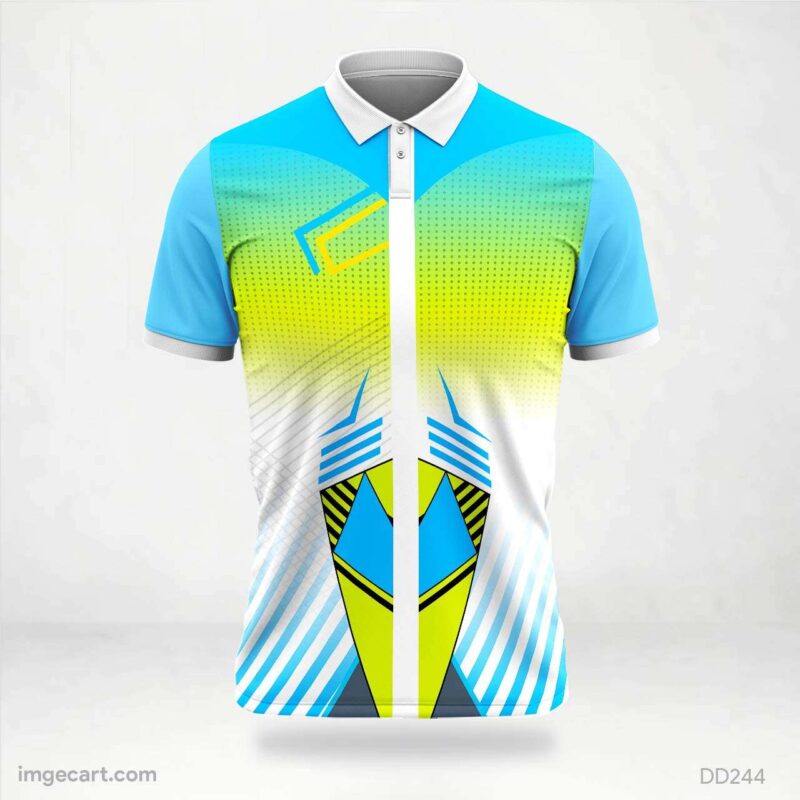 Yellow and Sky Blue Graphic Jersey Design