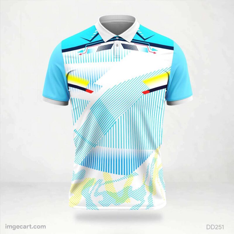 Sky Blue and White Abstract Jersey Design