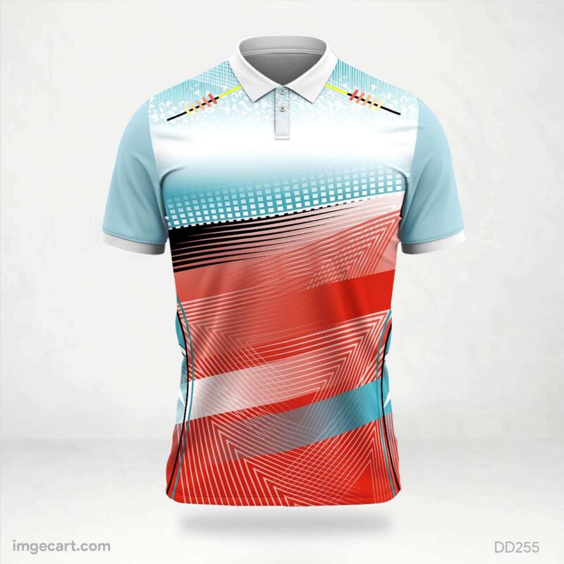 Red and Blue Abstract Stripe Jersey Design