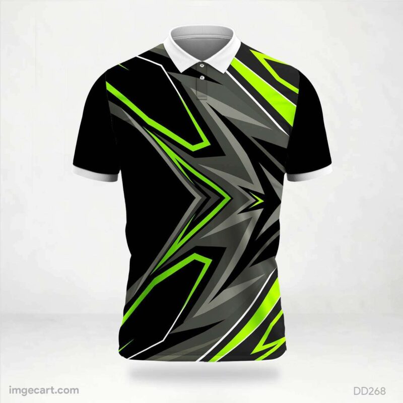 Black and Neon Green Abstract Jersey Design