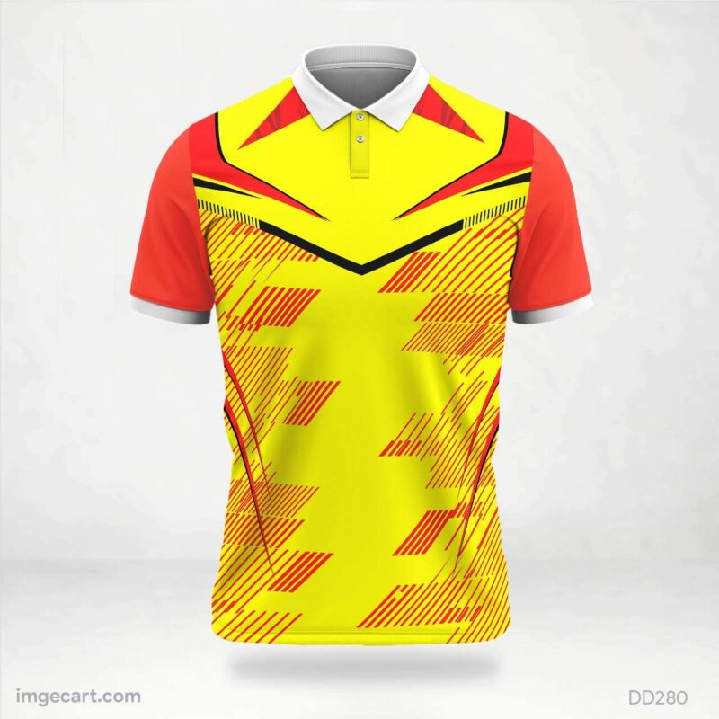 Yellow and Red Abstract Jersey Design