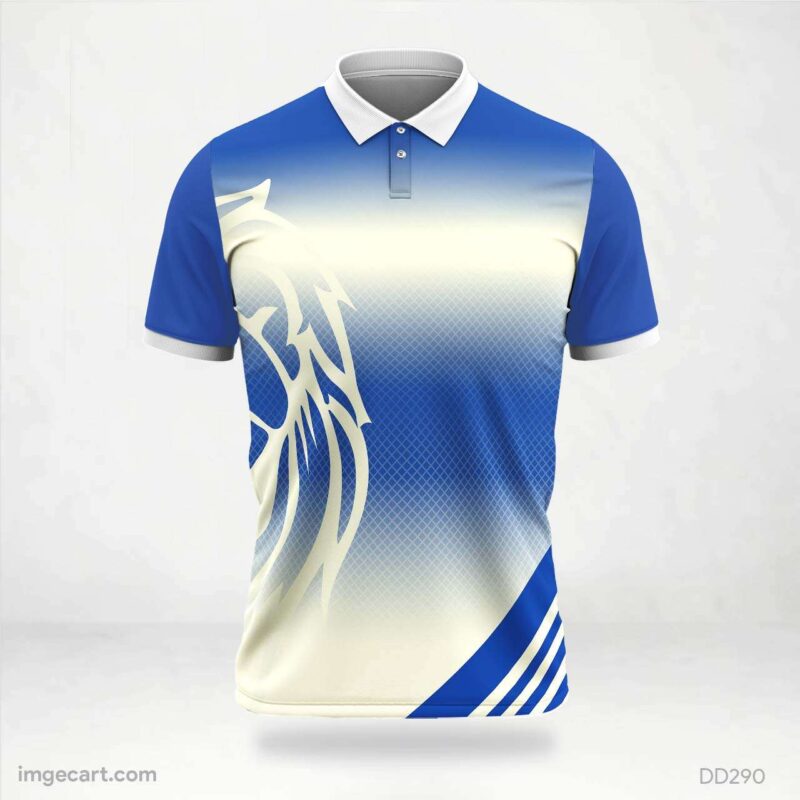 Blue and White Lion Graphic Jersey Design