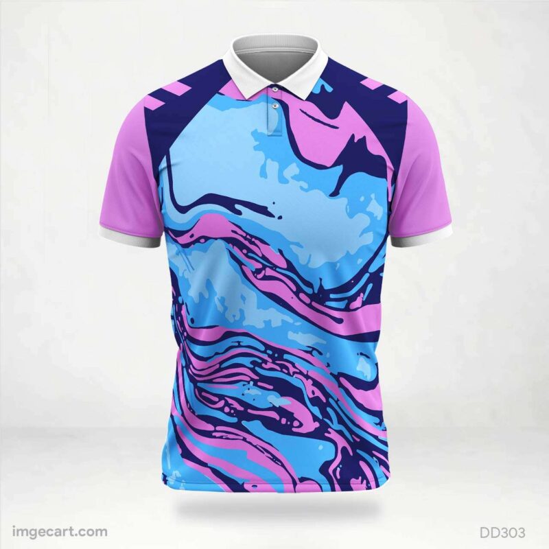 Blue and Pink Abstract Swirl Men's Jersey Design