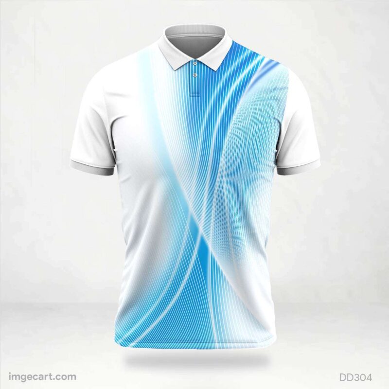 White and Blue Flow Line Men's Jersey Design