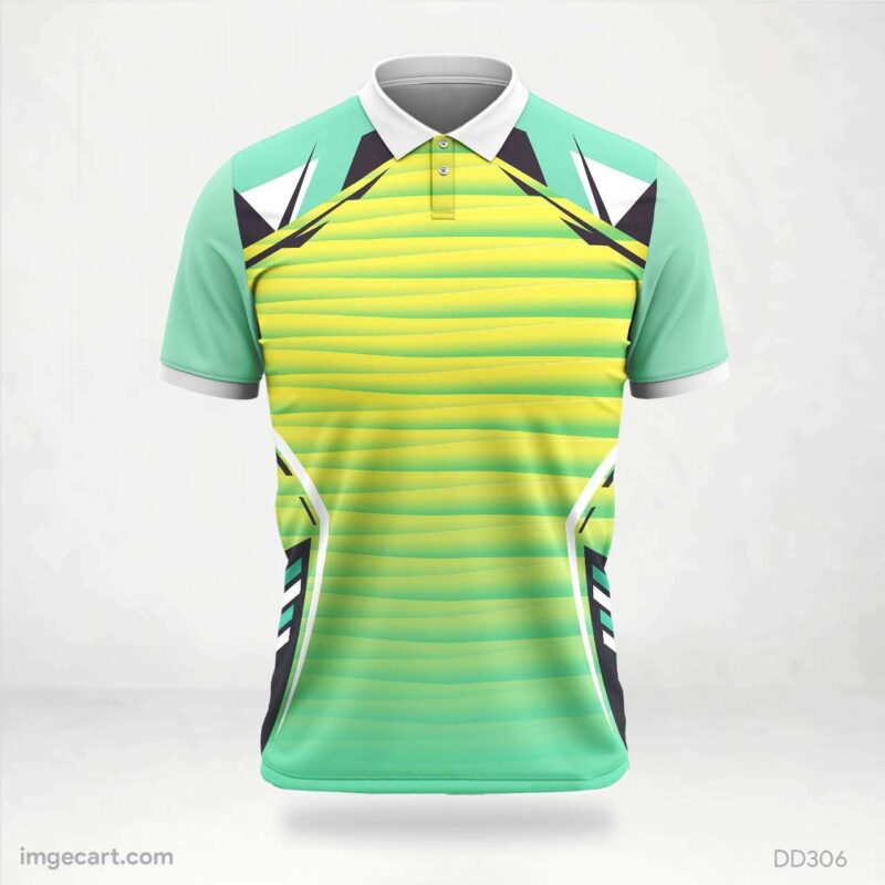 Green and Yellow Abstract Cricket Jersey Design