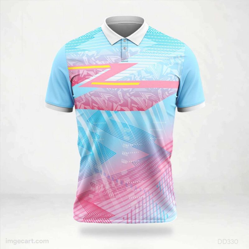 Light Blue and Pink Abstract Jersey design