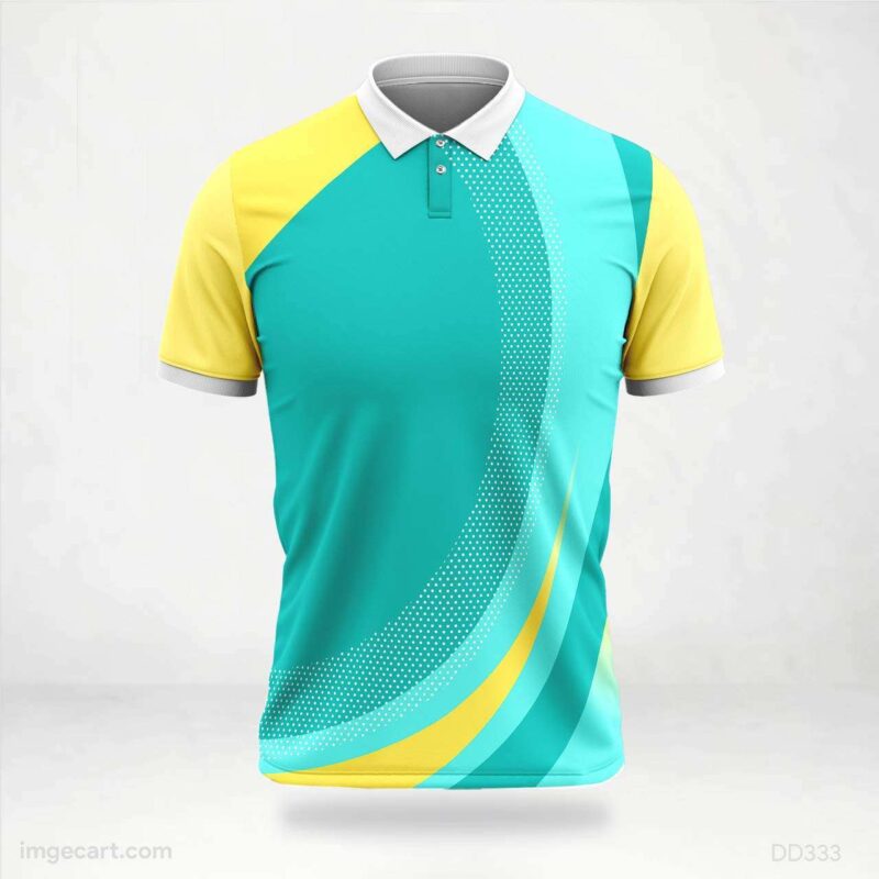 Teal and Yellow Curve Jersey design