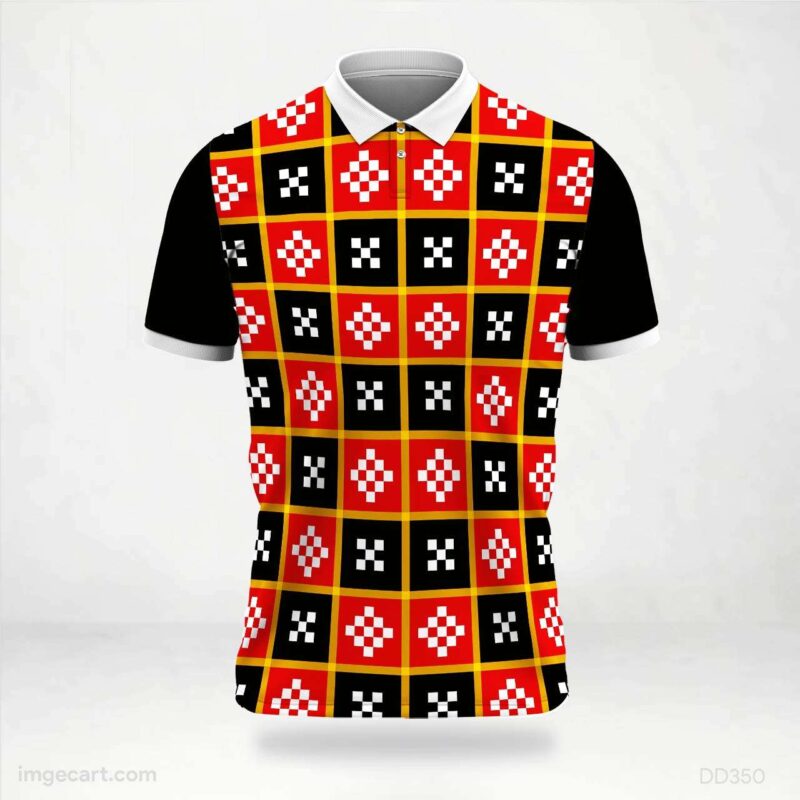 Red Black and Yellow Pattern Jersey design
