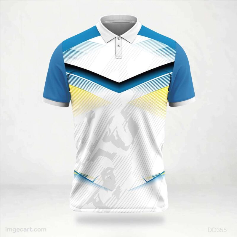Blue White and Yellow Abstract Jersey design
