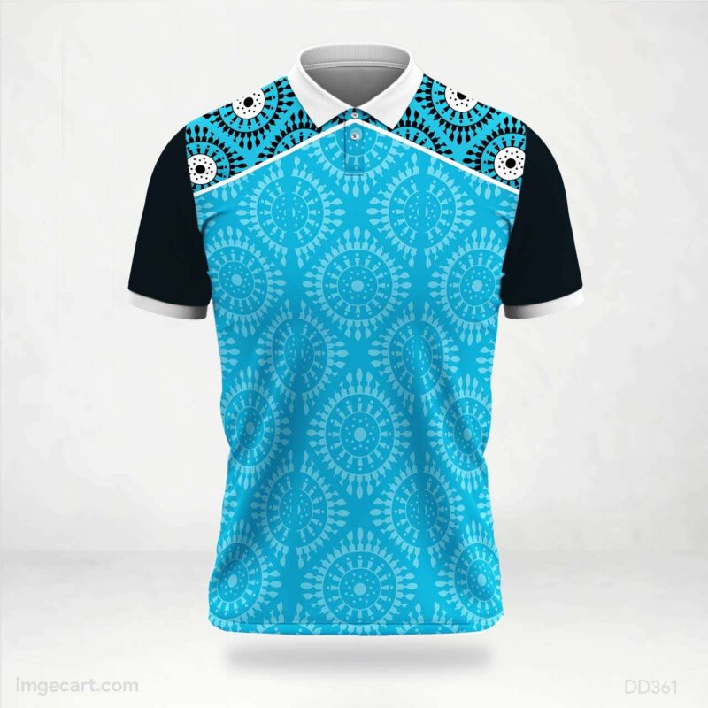 Teal and Black Circular Pattern Jersey design