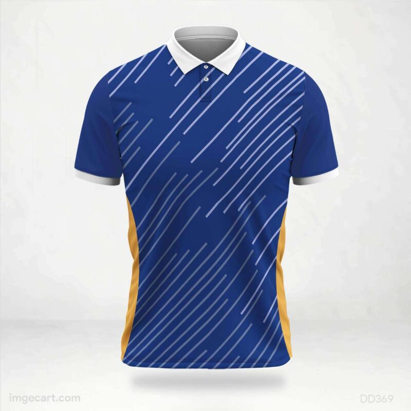 Blue and Gold Stripe Cricket Jersey