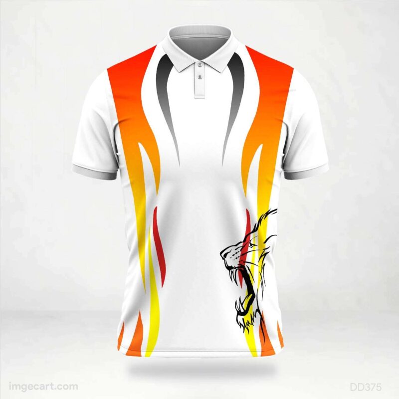 White and Orange Lion Jersey design