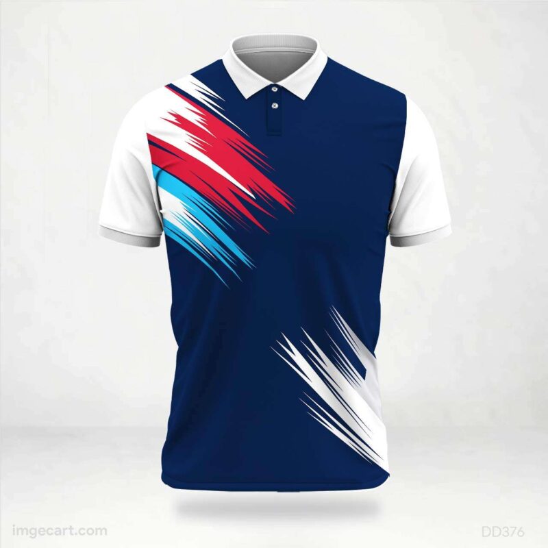 Blue White and Red Brushstroke Jersey