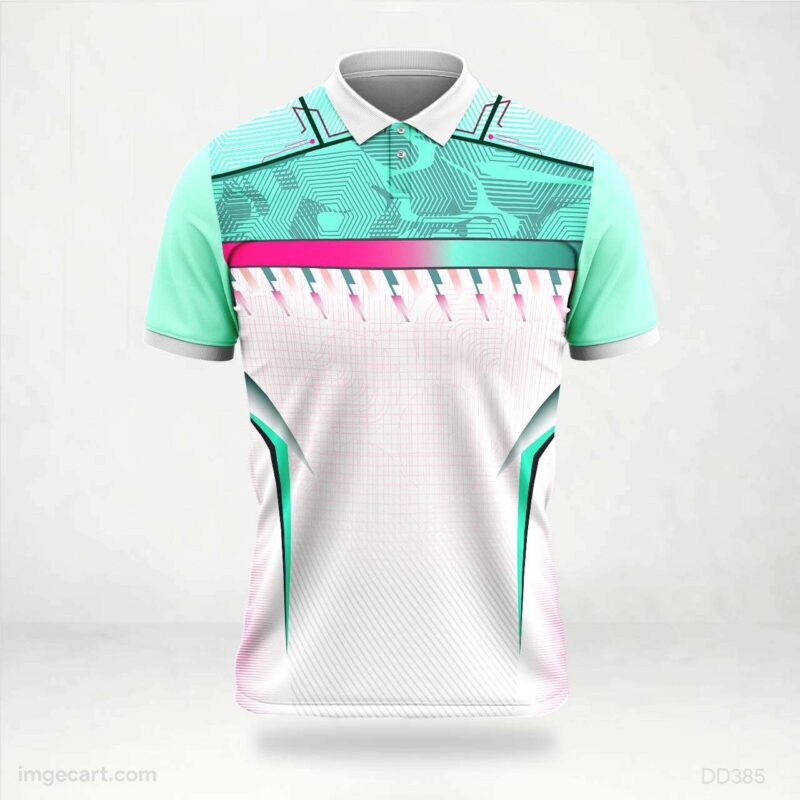 Teal Pink and White Modern Jersey